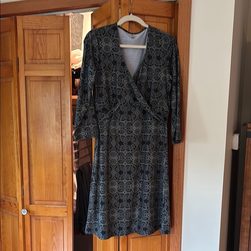 Prana Black, Gray, Green Patterned Dress